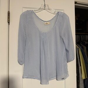 Blue and white polka dot Hollister blouse